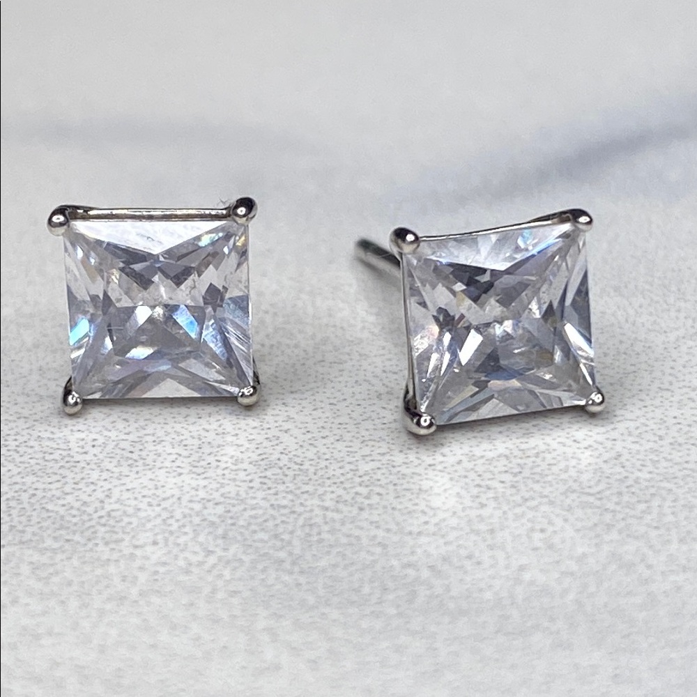 925‎ Silver Square Cut Gemstone Earrings